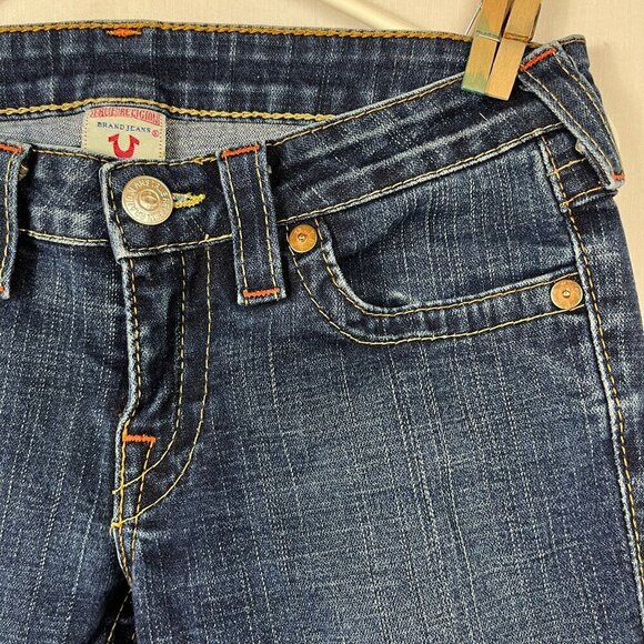 True Religion Becca Low Rise Flare Bootcut Jeans Women 30 Waist Y2K 00s Dark USA - Picture 4 of 16